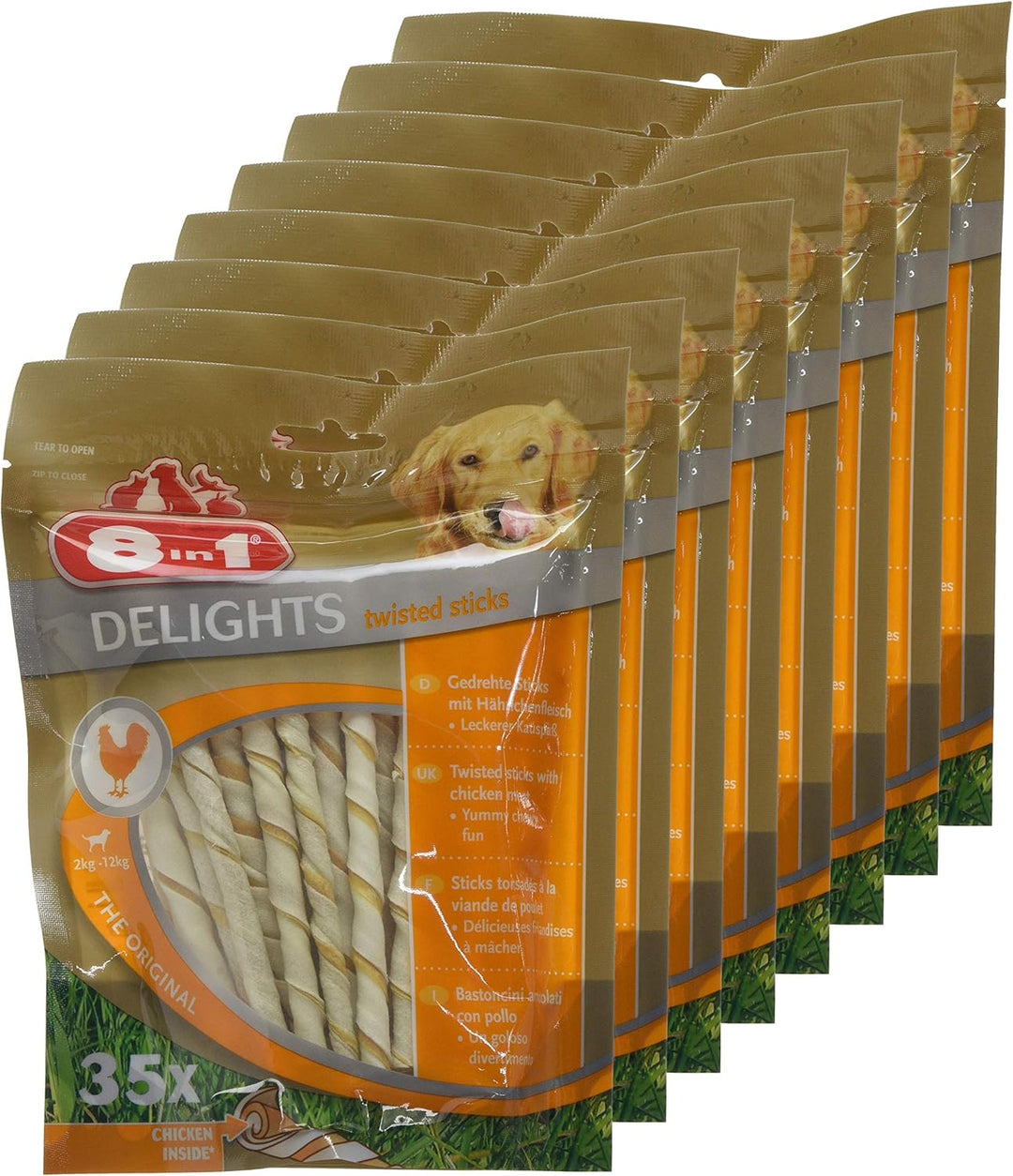 8in1 Delights Twisted Sticks, 35 Stück, 5 Stück Stäbchen, Stäbchen