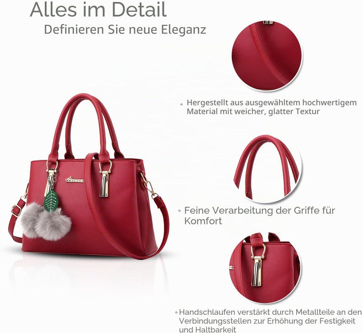 Nicole&Doris Neue PU-Leder beiläufige Art und Weise Handtasche Schultertasche Messenger Bag Rot, Rot