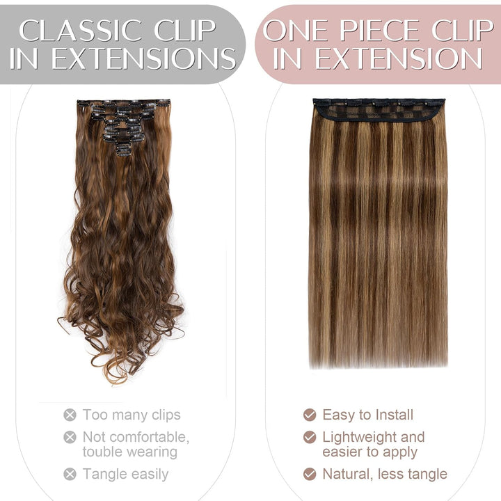 SEGO Extensions Echthaar Clip 1 Tresse Haarverlängerungen Remy 7A ein Teilig Set 5 Klips Haarteil 10