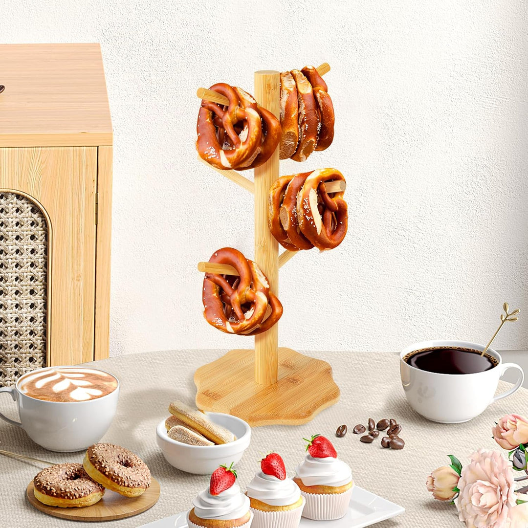 VAVPUP 2 Stück Brezelständer,Brezelhalter aus Holz in Baumform,Stabil Tassenhalter,6-armig,Höhe 33cm