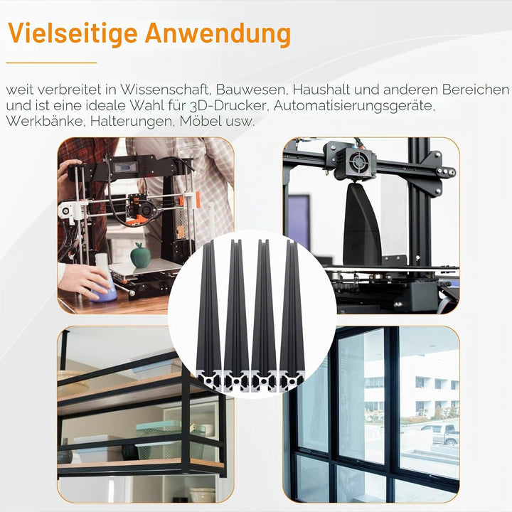 CNCYEAH 4 Stück V Typ Systemprofile 2020 200mm Aluminiumprofil Extrusions Eloxierte Linearschiene+4p