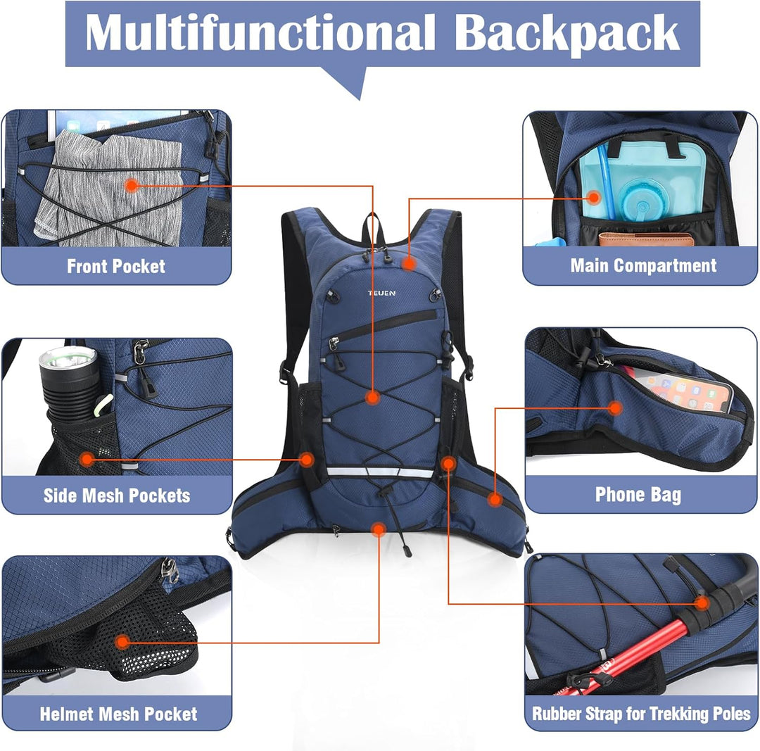 Trinkrucksack mit Trinkblase 2L Klein Laufrucksack Joggen für Damen Herren, Leichter Laufen Rucksack