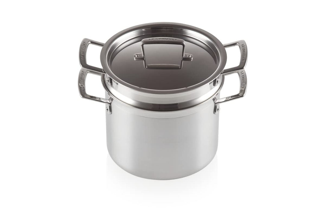 Le Creuset Pastatopf aus 3-ply Edelstahl mit Deckel und Sieb, Ø 20 cm, Für alle Herdarten inkl. Indu