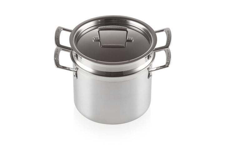 Le Creuset Pastatopf aus 3-ply Edelstahl mit Deckel und Sieb, Ø 20 cm, Für alle Herdarten inkl. Indu