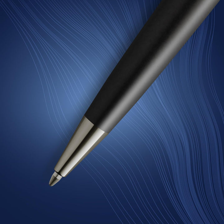 Waterman Expert Kugelschreiber | Schwarze Metallic-Lackierung mit Ruthenium-Zierteilen | Mittlere Sp