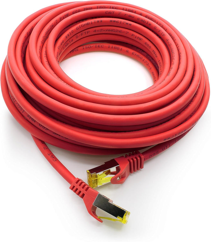 1aTTack.de Cat.7 Netzwerkkabel 7,5m Rot 5 Stück Cat7 Ethernetkabel Netzwerk LAN Kabel Rohkabel 10 Gb