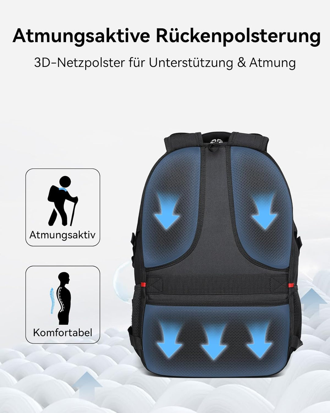 CROSSGEAR Reise-Laptop-Rucksack + Crossbody-Umhängetasche Set, 30L schwarzer wasserdichter Rucksack,