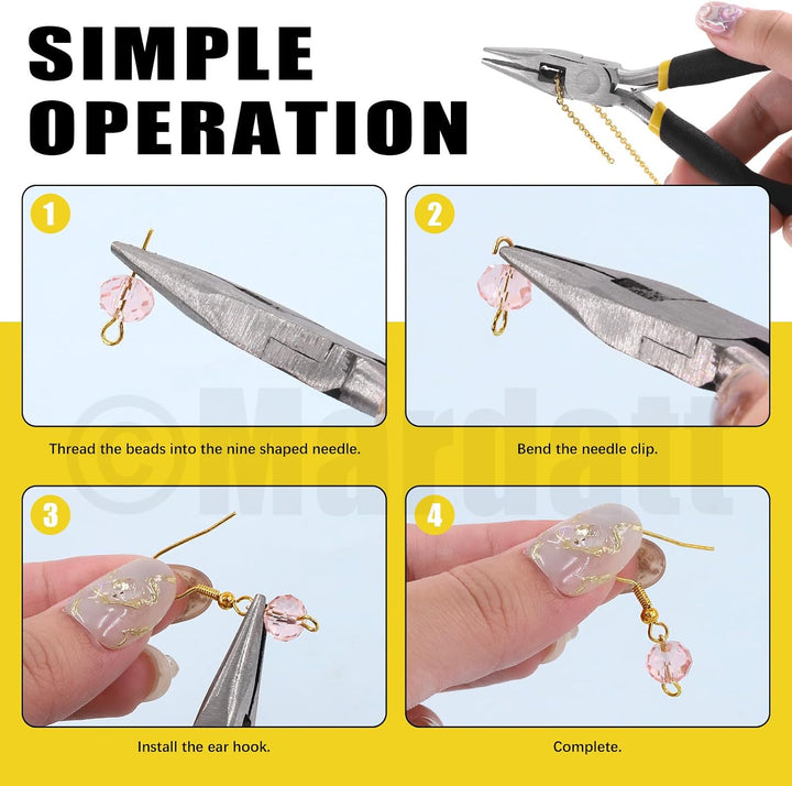 Mardatt 1488Pcs Jewelry Making Supplies Kit Includes Magnifying Glass, Jewelry Pliers, Jewelry Wires