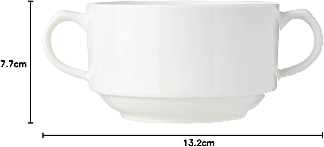 Wilmax Wl-991230/A Suppentassen aus weissem Porzellan, 350 ml, 10,5 cm, spülmaschinenfest, leicht zu
