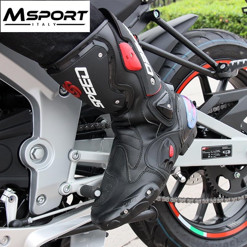 Msport Professionelle Motorradstiefel für Rennstrecken, Motocross-Stiefel Rutschfest, atmungsaktiv,