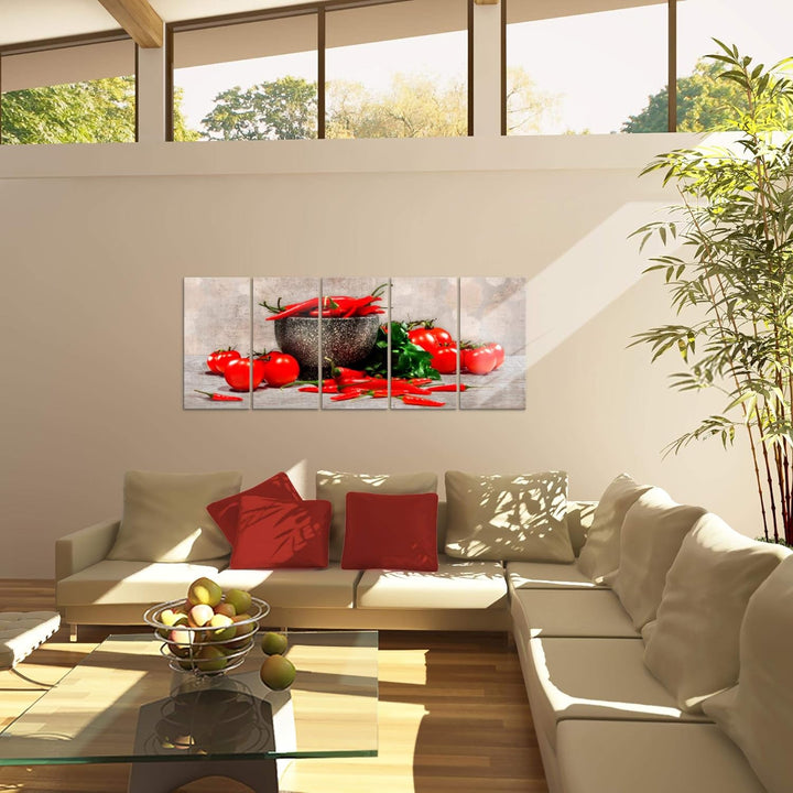 Runa Art Bild Küche - Gemüse Wandbilder auf Vlies Leinwand 5 Teilig Wanddekoration Esszimmer Küchenb