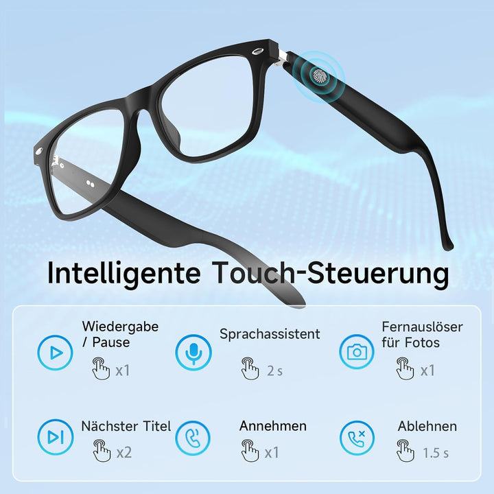 Smart Glasses Kopfhörer, Schutzbrille mit Bluetooth-Lautsprecher, UV-Schutz & Blaulichtfilter, Sprac