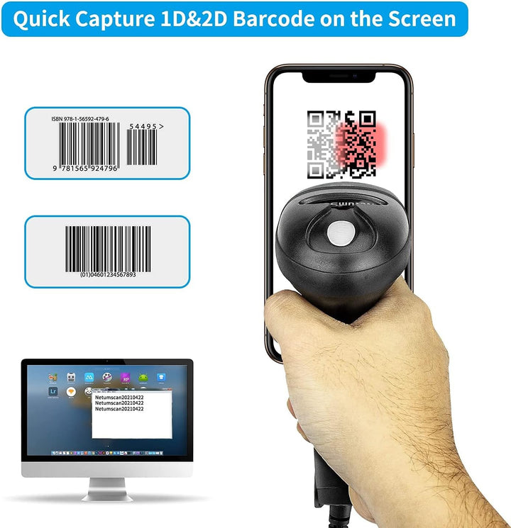 NetumScan 2D-Barcode Scanner - Tragbarer QR-Barcode-Leser/Bildwandler (PDF417, QR, Data Matrix) mit