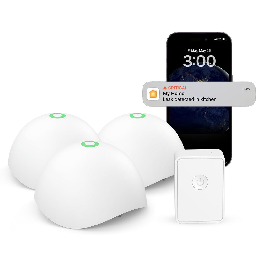 Meross Smart Wassermelder WLAN Wasseralarm 3St. für HomeKit, Wassersensor mit Hub kompatibel mit App