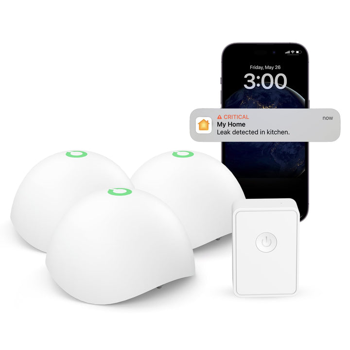 Meross Smart Wassermelder WLAN Wasseralarm 3St. für HomeKit, Wassersensor mit Hub kompatibel mit App