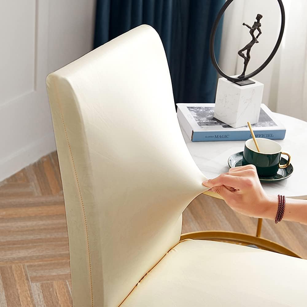 Stuhlhussen 6er/4er PU Leder Stuhlbezug wasserdichte Stretch Esszimmer Stuhlüberzug Stretch Stuhl Hu