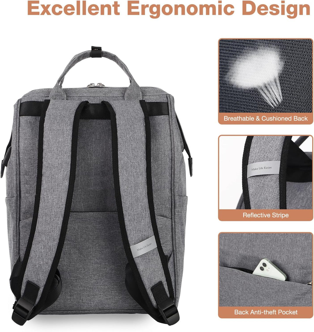Lekesky Rucksack Damen Schultasche mit Laptopfach & Anti Diebstahl Tasche, 15.6 Zoll Laptoprucksack
