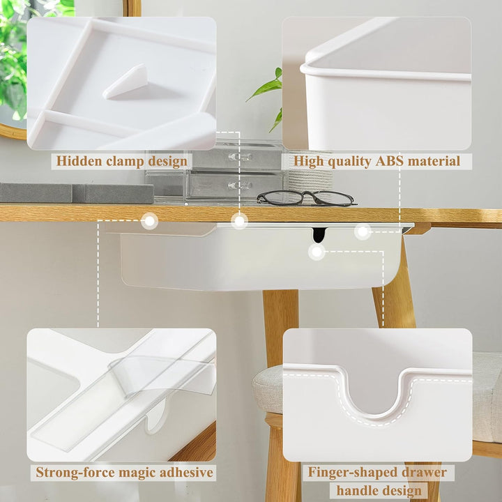 FRETONBA Schublade unter Schreibtisch, Aufbewahrungsbox, Selbstklebende Organizer für Büro, Versteck