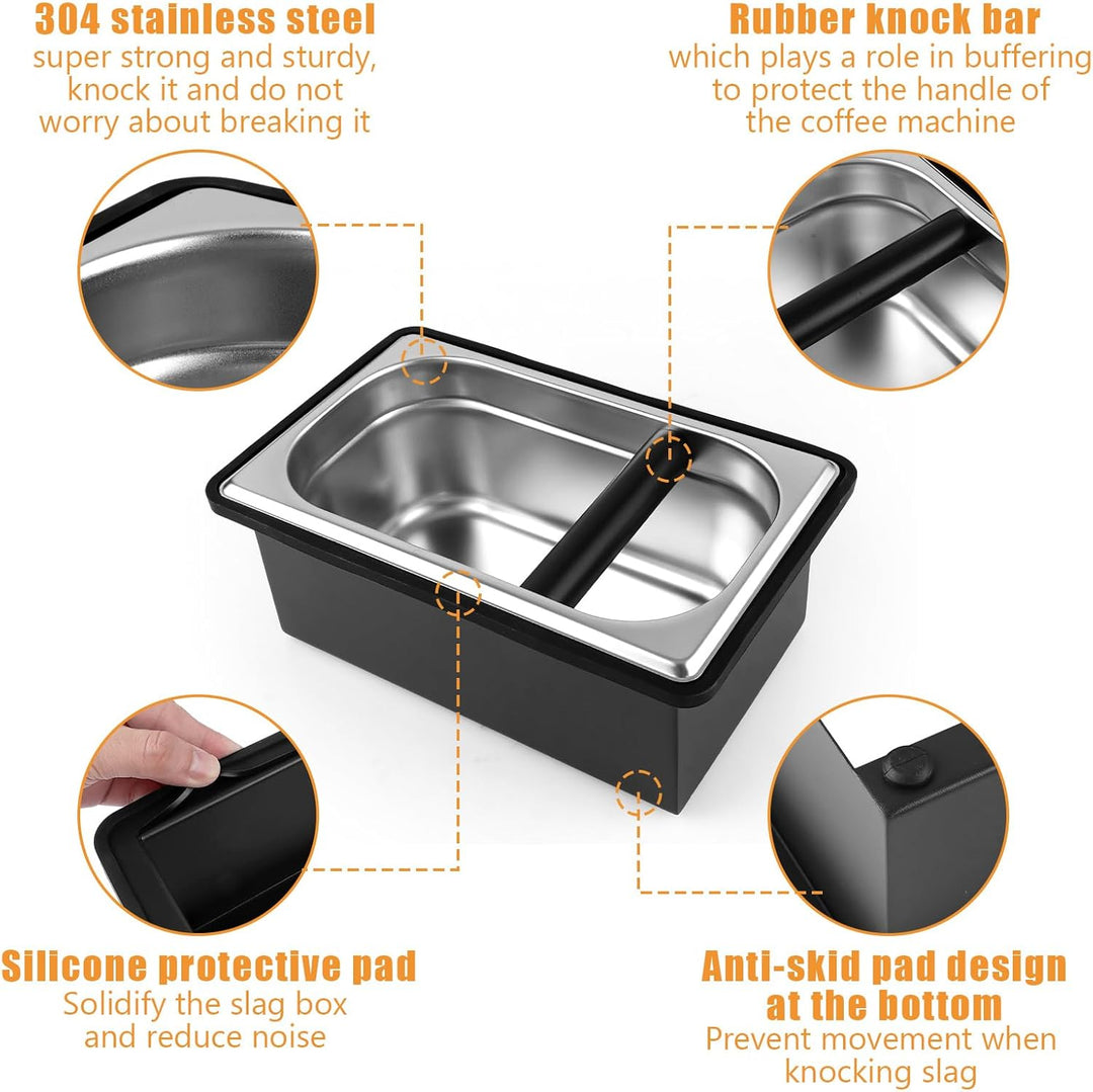 APACALI 1 Stück Abklopfbehälter für Siebträger, Abschlagbehälter, Espresso-Klopfbox, Edelstahl Kaffe