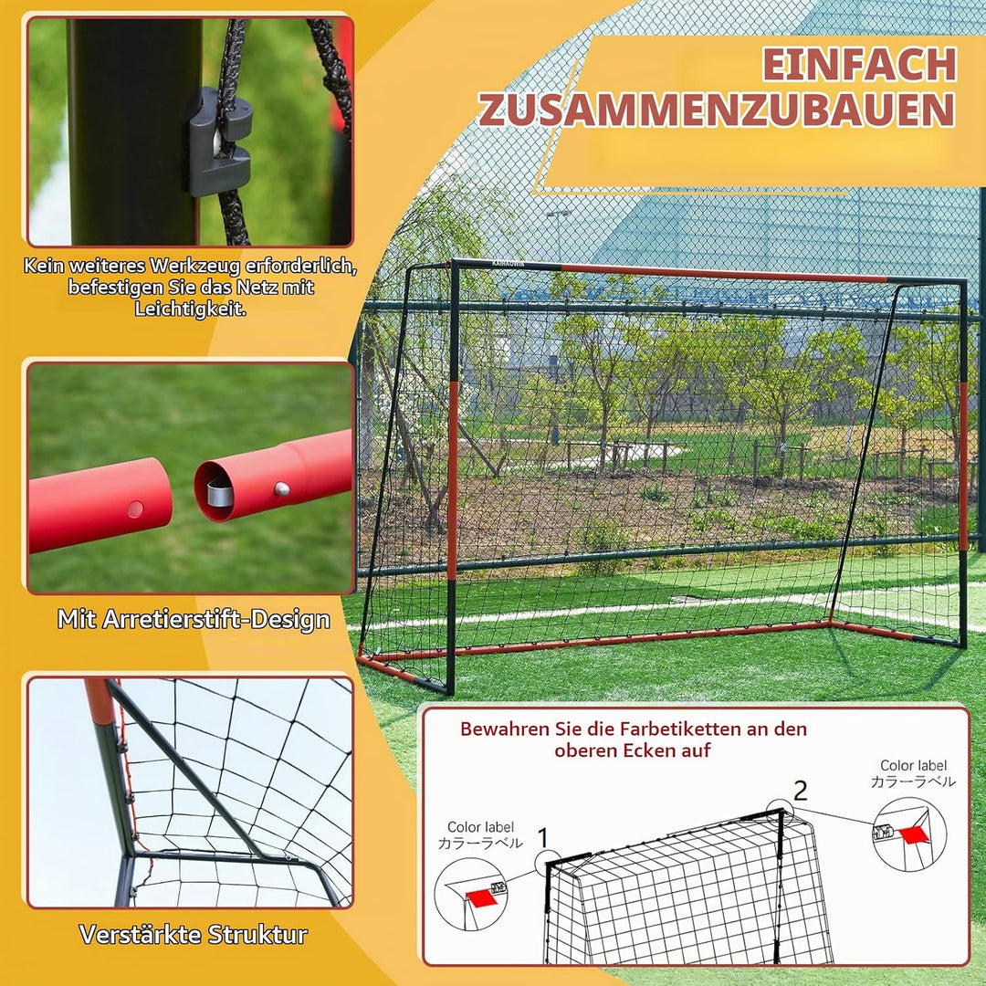 KAIHAOWIN Metall Fussballtor 76x91|125x185|193x244|203x308-Fussballtor mit Stahlrahmen Torpfosten-To