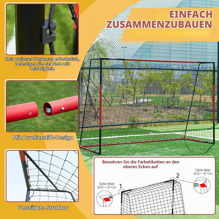 KAIHAOWIN Metall Fussballtor 76x91|125x185|193x244|203x308-Fussballtor mit Stahlrahmen Torpfosten-To
