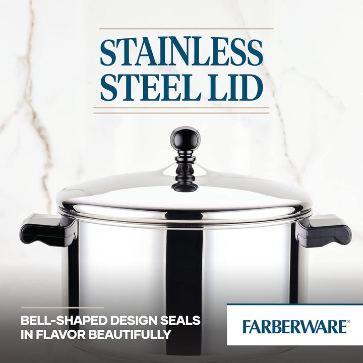 Farberware Klassischer Suppentopf mit Deckel, Edelstahl, 6 l, silberfarben 6 Quart regulärer Deckel,