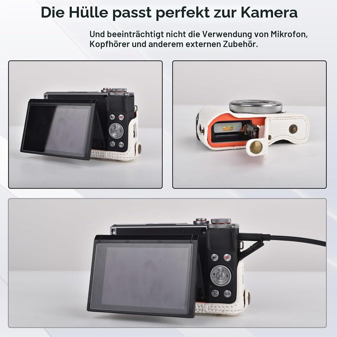 Rieibi G7 X G7X II G7X III Hülle, Vintage Leder Kameratasche für Canon PowerShot G7X G7X Mark II G7X