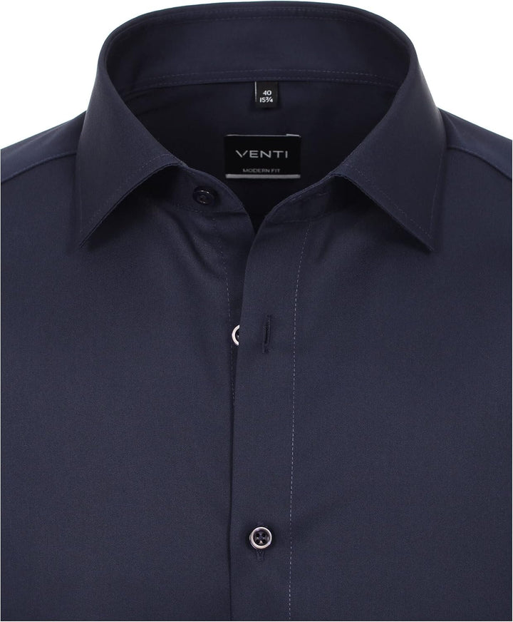 Venti Herren Twill Hemd unifarben extra Langer Arm 72cm Modern Fit 40 Dunkelblau, 40 Dunkelblau