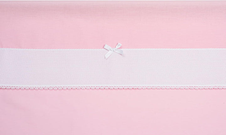 Filet - Bettwäsche-Set für Kinderwagen, 3-teilig, einfarbig, Rosa, 1 Spannbettlaken, 1 Oberlaken mit