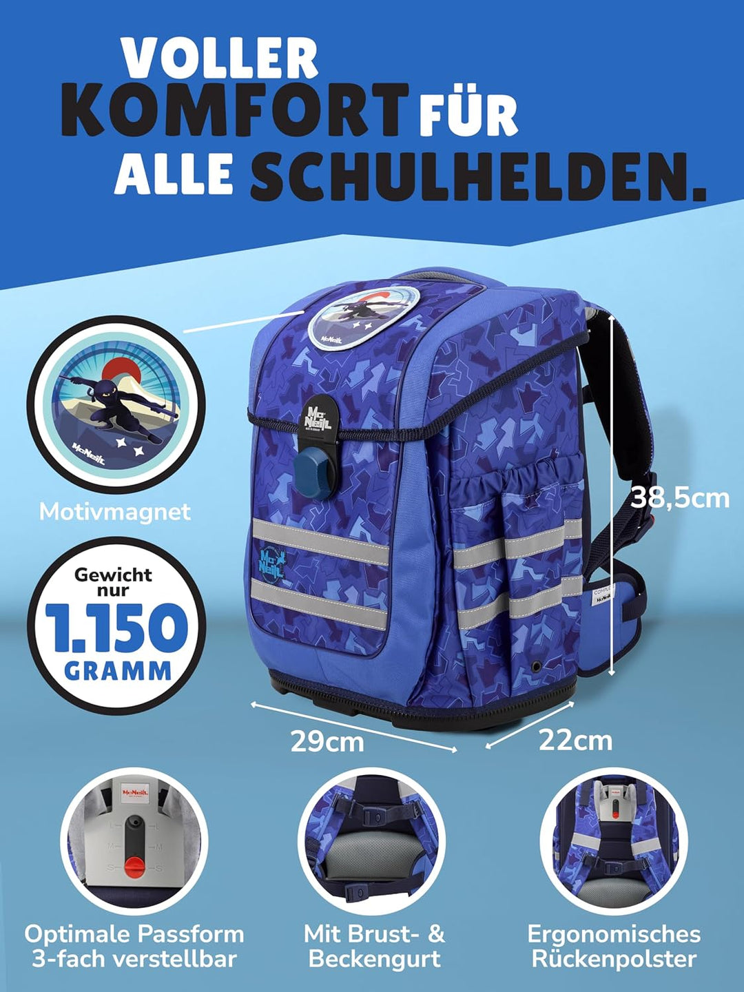 Familando - McNeill Ergo Complete Schulranzen Set - 9-teilig mit Schultüte - Puzzle - Ergonomisch &amp;