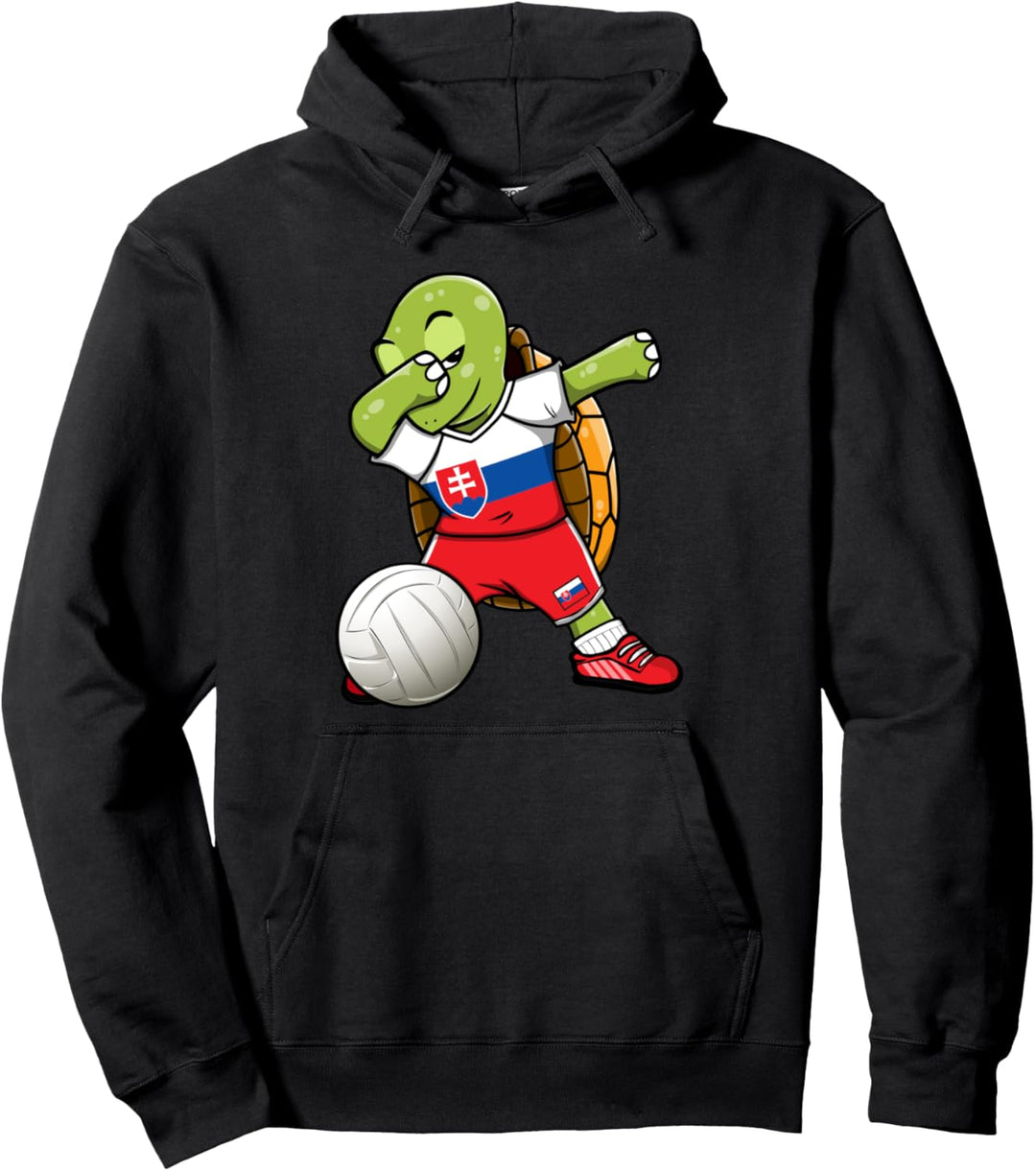 Dabbing Schildkröte Slowakei Volleyball Slowakische Flagge Pullover Hoodie
