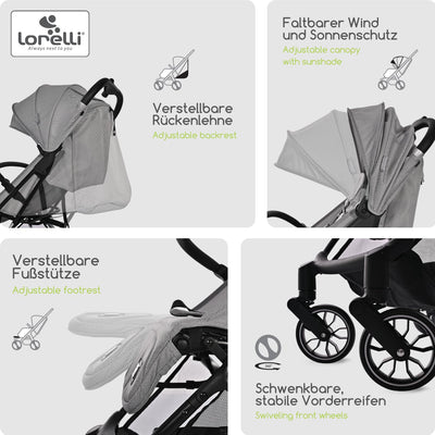Lorelli Kinderwagen Ribera, Reisebuggy, Baby Buggy klein zusammenklappbar, Sehr leicht -Nur 7,3 kg,