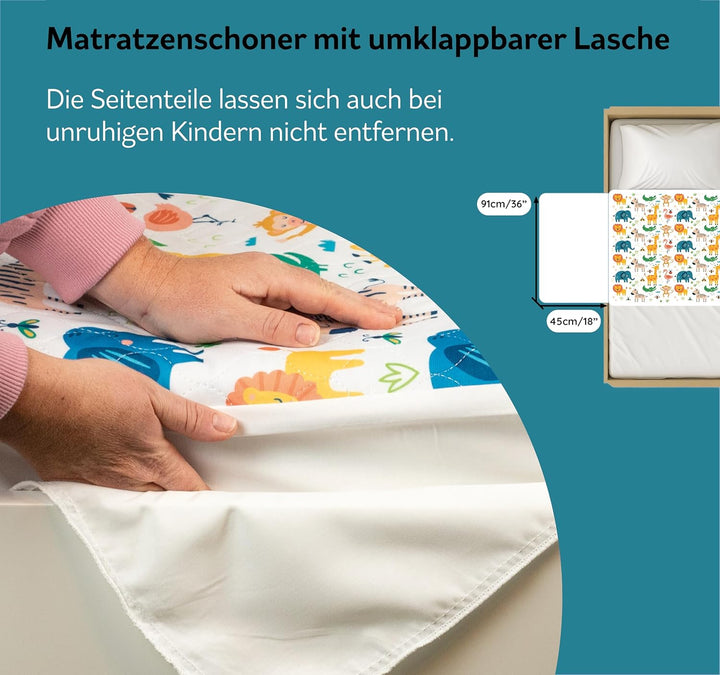 Waschbare Kinder-Matratzenauflage | Passend für Einzel-, Kleinkind- und Babybetten | Wasserdichter M