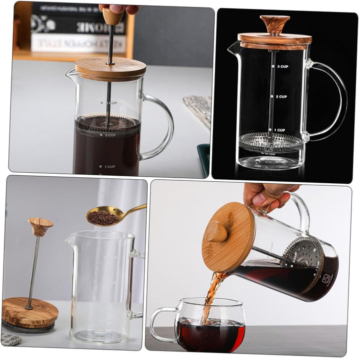 Alipis Kaffeeglas Pressekessel aus Hochborosilikat Glas mit Holzgriff Einfache Struktur und Kälte So