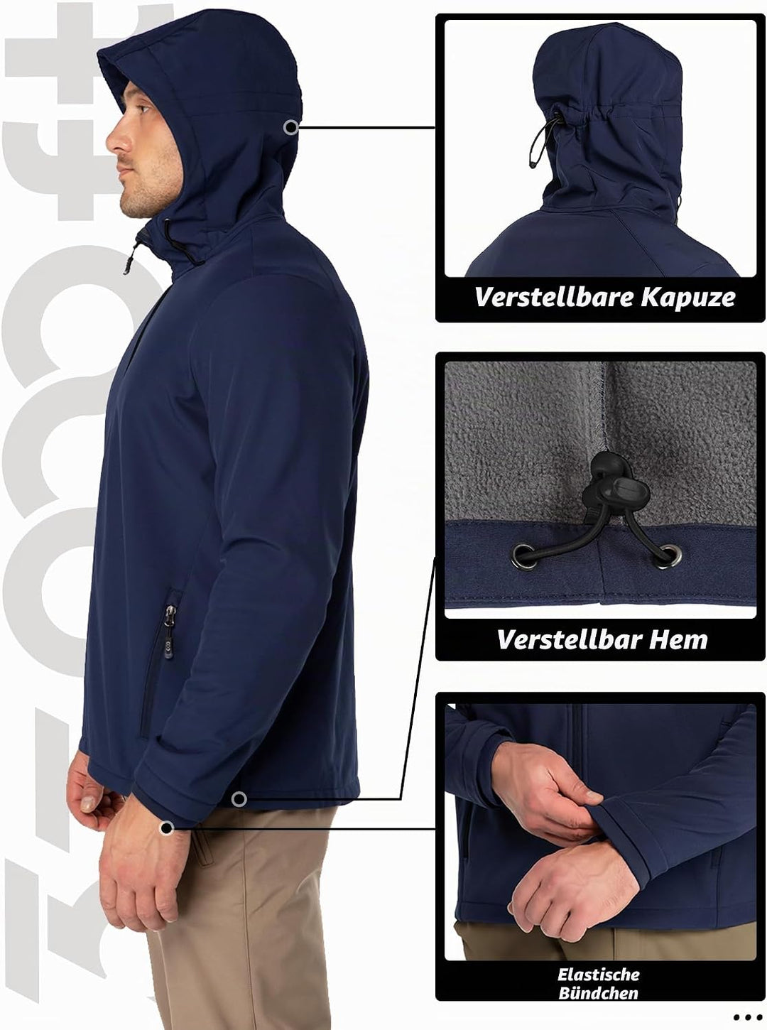 33,000ft Herren Softshell Jacke Outdoor Funktionsjacke Freizeitjacke Wasserdicht Windbreaker Regenja
