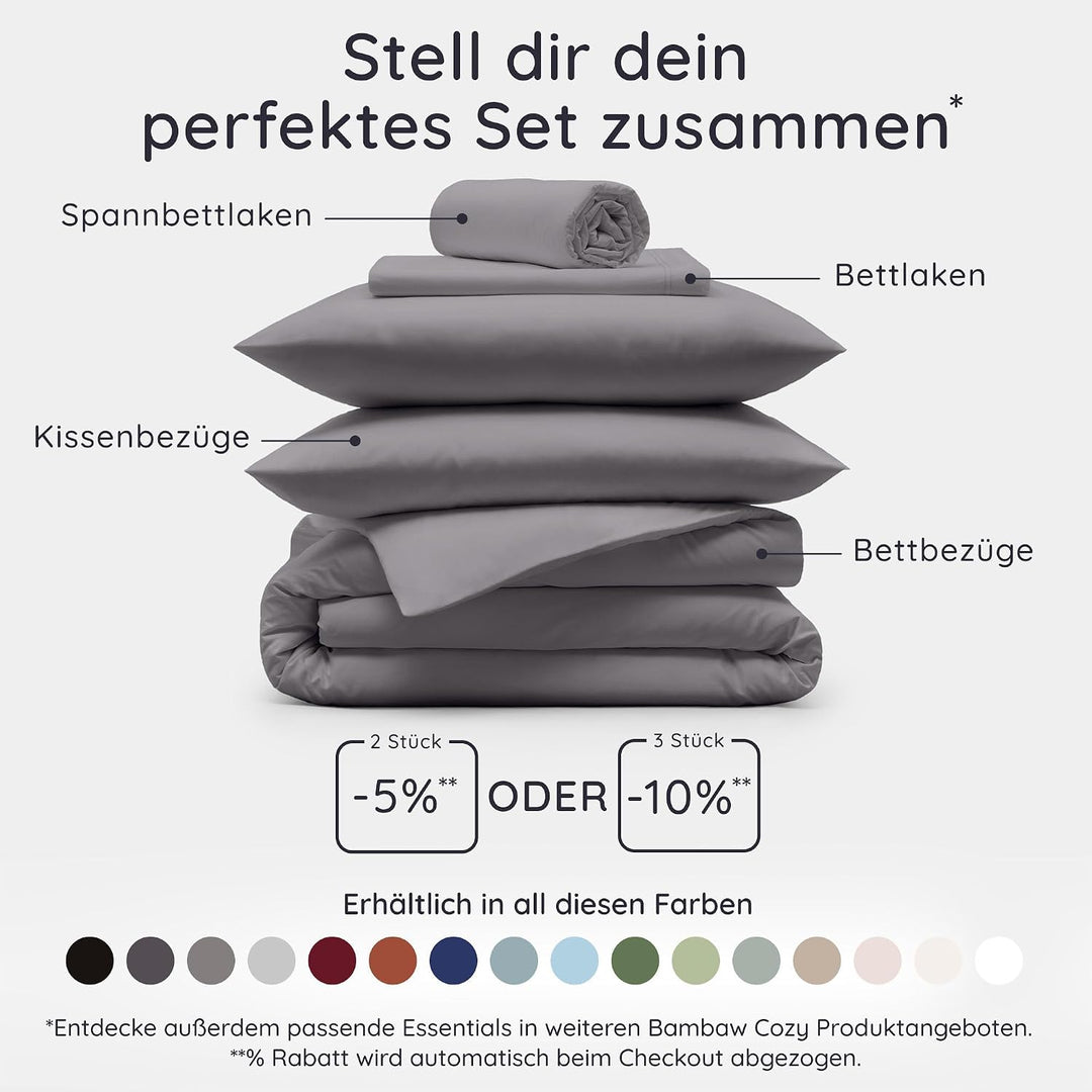 Bettdeckenbezug Dunkelgrau | 200x200 cm Bettwäsche | Bettdecke Bambus | Deckenbezug Allergiker | Bet