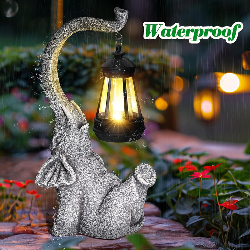 Linkax Geschenke für Frauen Mama Oma, Solar Gartenfiguren Elefant Gartendeko für Draussen, Solarlamp