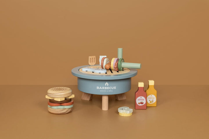 Little Dutch 8021 FSC Holz Grill BBQ Set 34-teilig - blau