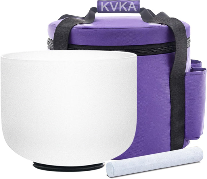KVKA 20cm Klangschalen, 432Hz D note 8 inch Weiss Chakra Klangschale für Yoga Meditation Sound Heali