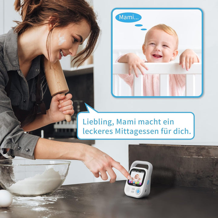 KAWA Baby Monitor with 2 Cameras, 7.11 cm (2.8 Inch) 2K HD Camera, No WiFi, Night Vision, Recording