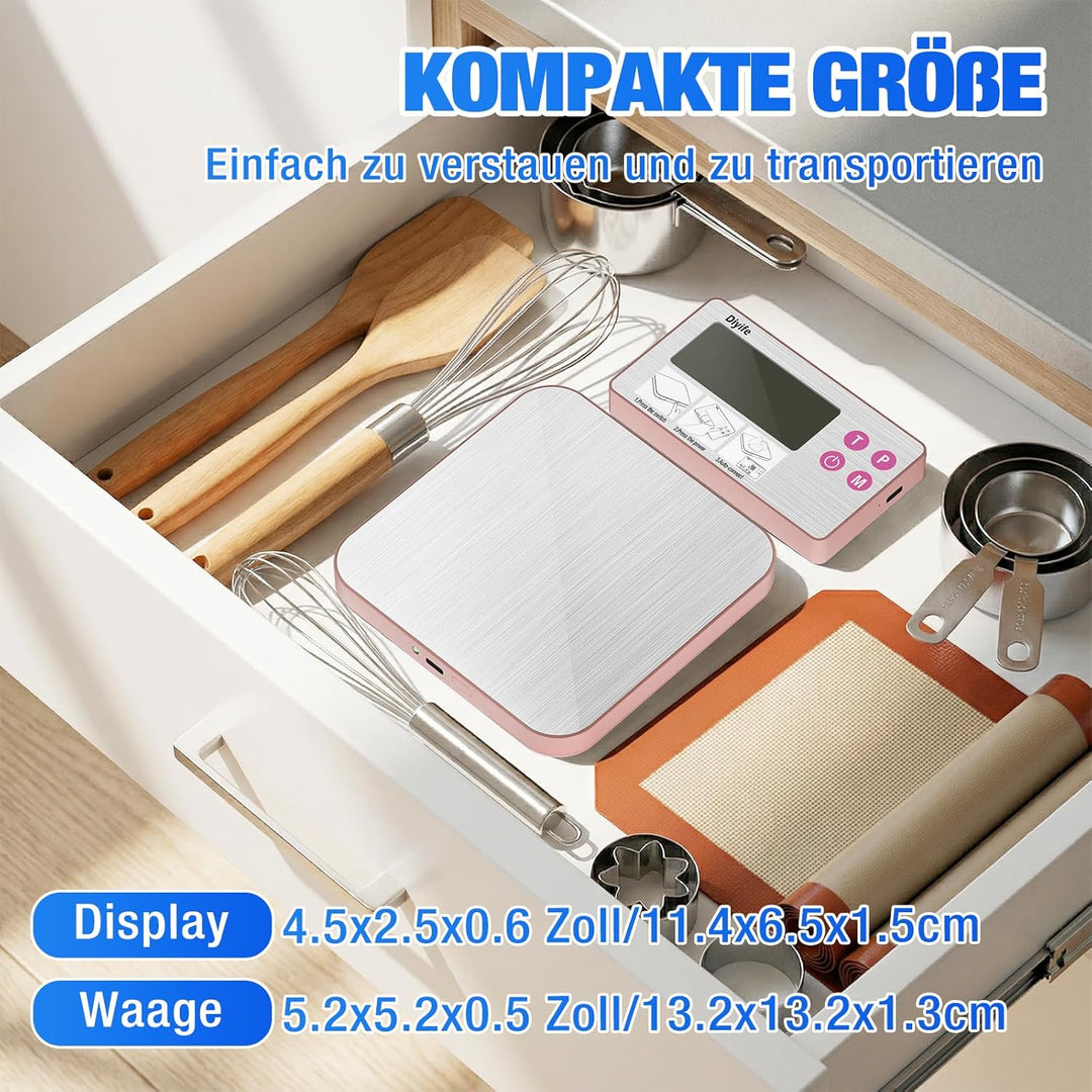 Diyife Neue 304 Edelstahl-Küchenwaage mit geteiltem Design, 15 kg Tragkraft, hintergrundbeleuchtetes