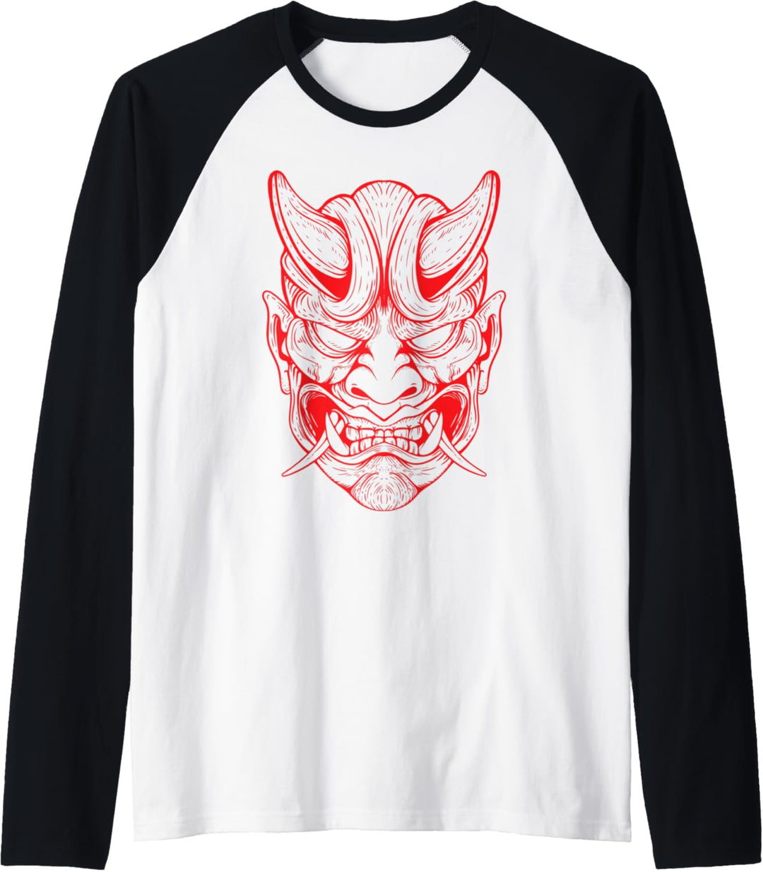 Japanische Oni Maske Oni Dämon Maske Bushido Samurai Oni Raglan