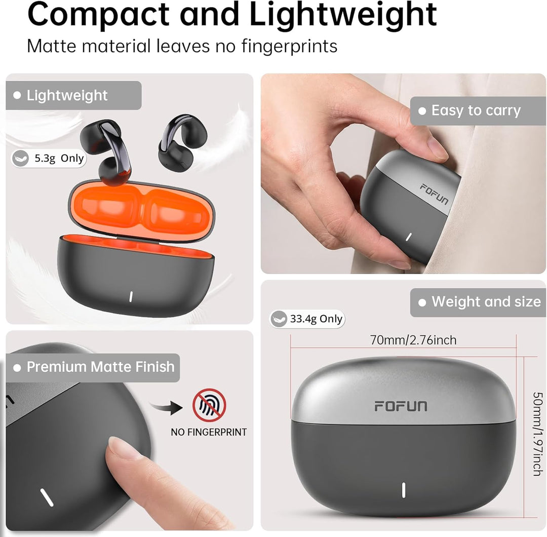 Open Ear Clip On Kopfhörer Bluetooth 6.0,Clip On Earbudsmit with physischen Tasten, sicher sitzende