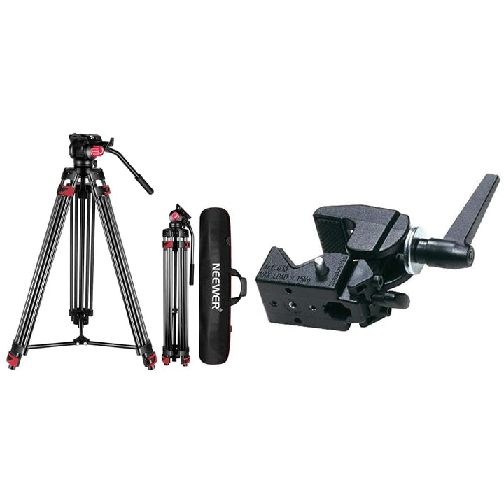 NEEWER 200cm Videostativ, Robustes Kamerastativ aus Aluminiumlegierung mit 360° Fluidkopf & Manfrott