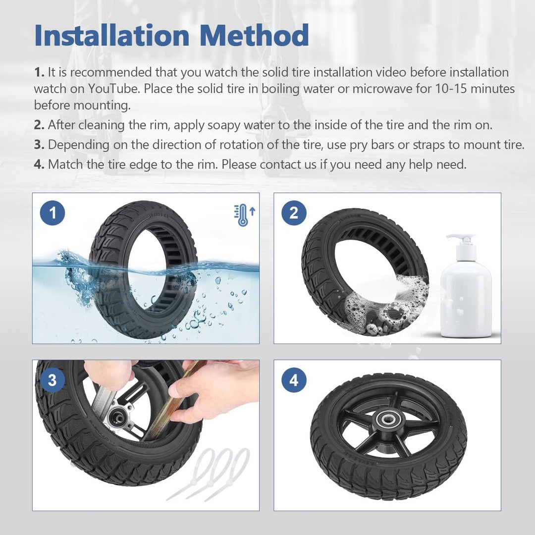 9,5 Zoll Vollreifen für NIU KQi 3, 9,5x2,5-6,1 Vollgummireifen Solide Reifen für NIU KQi3 Sport/Pro/