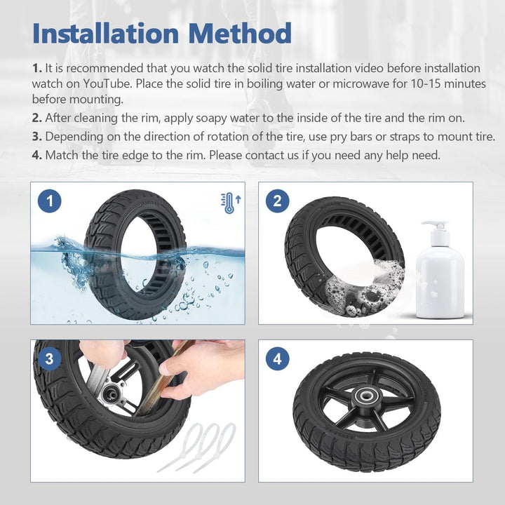 9,5 Zoll Vollreifen für NIU KQi 3, 9,5x2,5-6,1 Vollgummireifen Solide Reifen für NIU KQi3 Sport/Pro/