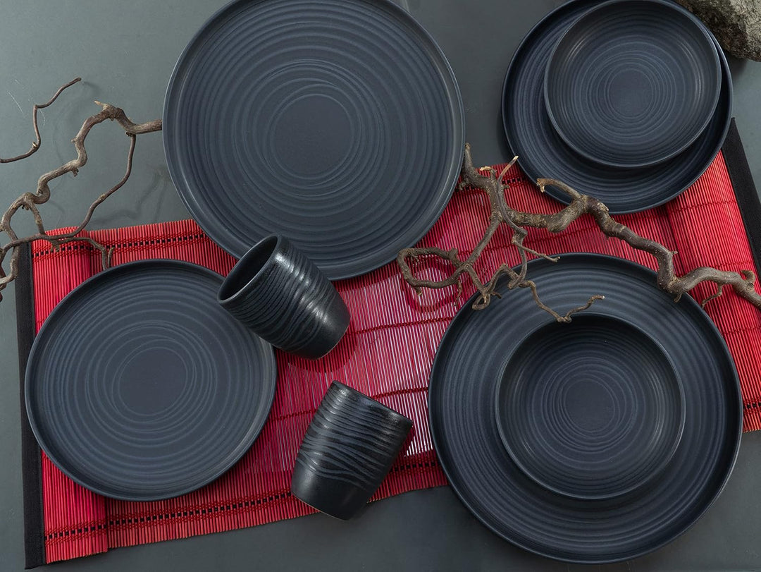 CreaTable 23860, Serie Uno Black Lava Stone, Kombiservice 16 teilig Black Lava Stone Kombiservice 16