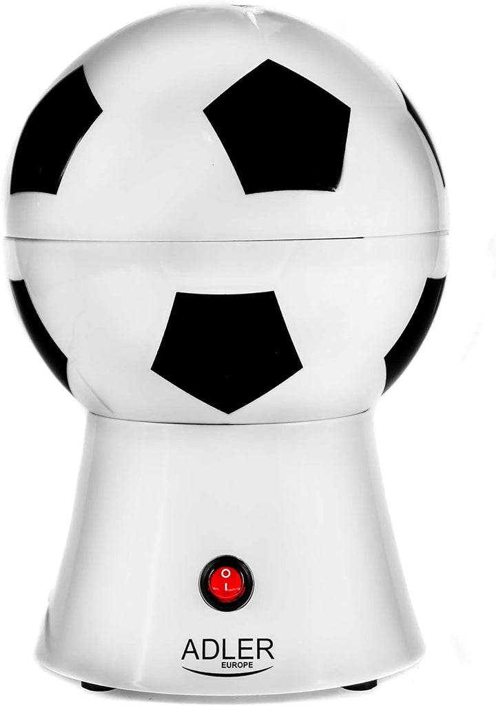 ADLER AD4479 AD 4479 Popcornmaschine aus Mais, Heissluft ohne Öl, Fussballform, elektrisch, 1200 W,