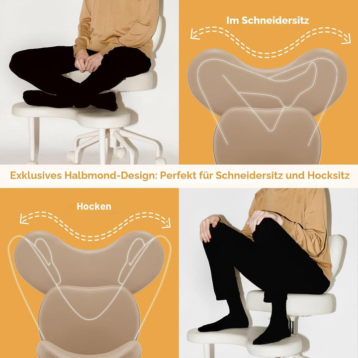 Pipersong Meditationsstuhl Plus, Flexibler Schreibtischstuhl, Kreuzbeinstuhl, mit Lendenwirbelstütze