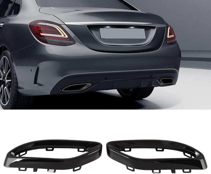 Hintere Auspuffrohrabdeckung, Schwarz Glänzende Auspuffblenden, Ersatz für Mercedes-Benz A B C E GLC